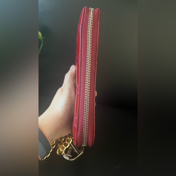 Christian Dior Red Long Zippy Wallet with Crossbody Chain - Picture 7 of 16